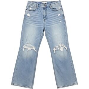 Abercrombie Curve Love 90s Relaxed High Rise Distressed Jeans 32 14R Light Wash